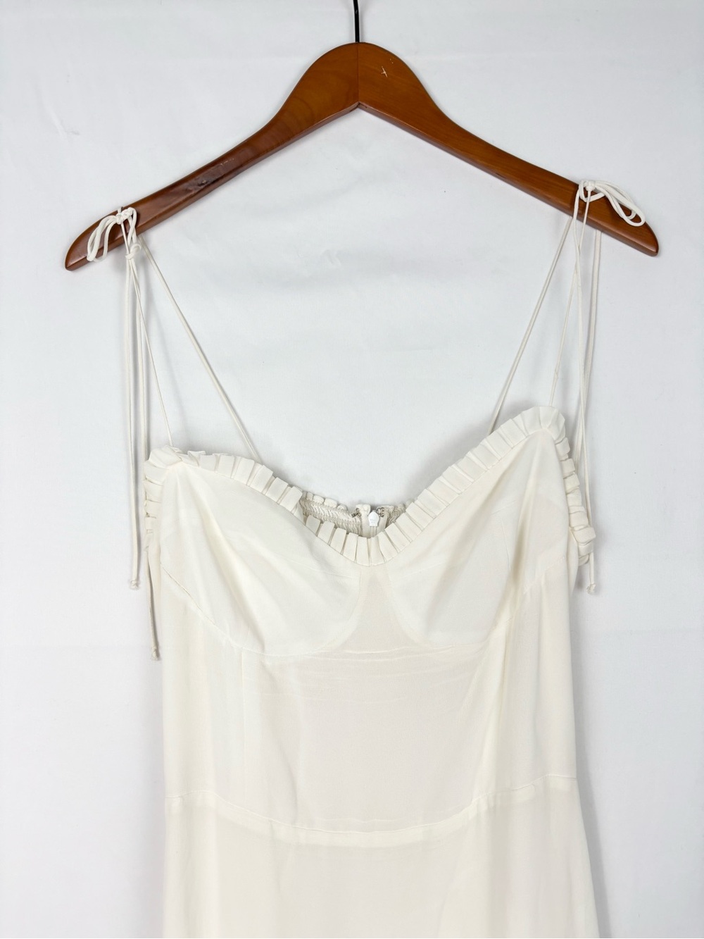 Reformation Ronan Lace Trim Midi Dress White Size 10 Adjustable Strap - Picture 2 of 9